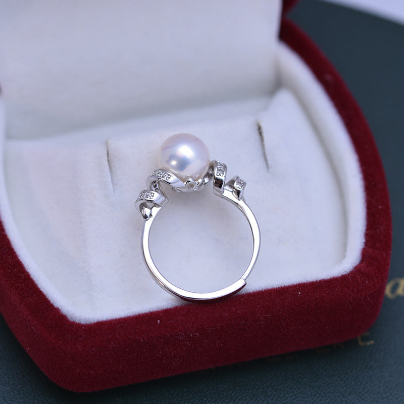 Spiral 8-9mm Freshwater Pearl Ring & S925 Sterling Silver