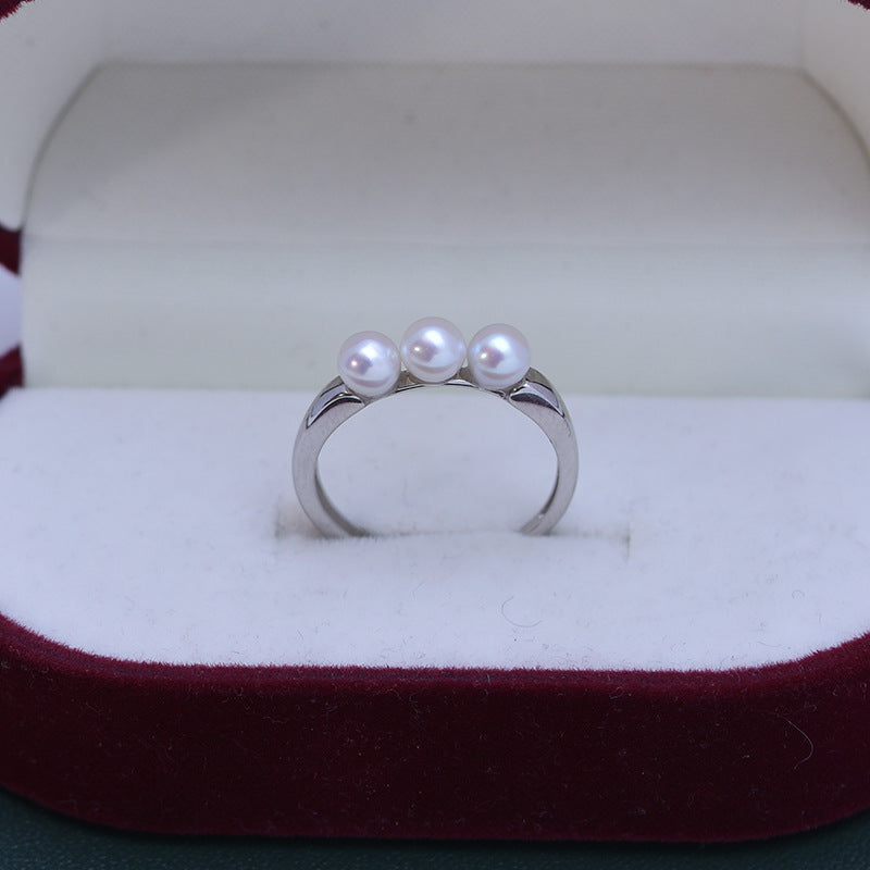 4-4.5mm Freshwater Pearl Ring & 925 Sterling Sliver