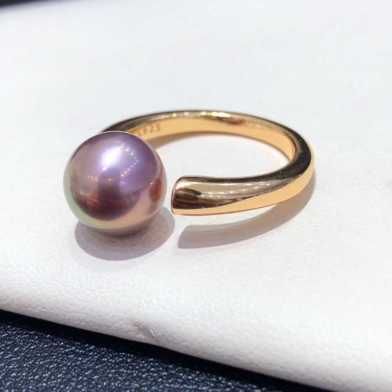 9-10mm Freshwater Edison Purple Pearl Ring & 925 Sterling Sliver