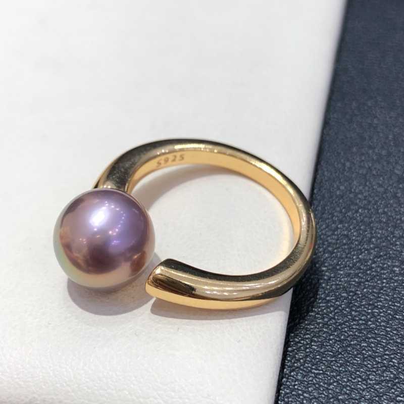 9-10mm Freshwater Edison Purple Pearl Ring & 925 Sterling Sliver