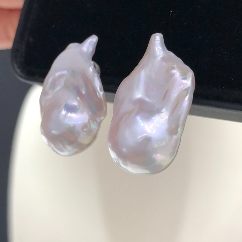 Freshwater Baroque Pearl Stud Earrings In S925 Sterling Silver