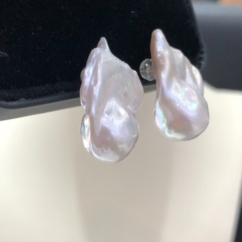 Freshwater Baroque Pearl Stud Earrings In S925 Sterling Silver