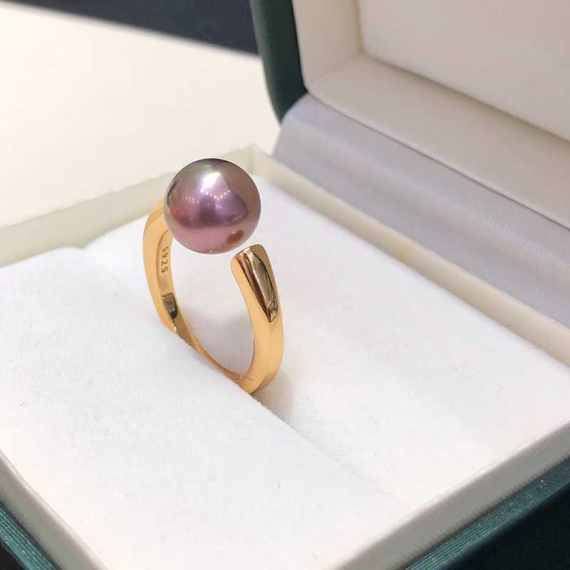 9-10mm Freshwater Edison Purple Pearl Ring & 925 Sterling Sliver