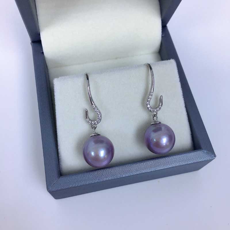 11-12mm Freshwater Edison Purple Pearl Drop Earrings