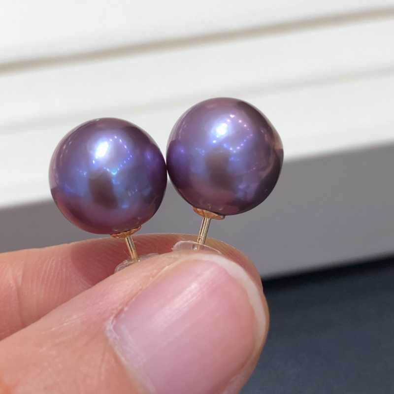 11-12mm Freshwater Edison Purple Pearl Stud Earrings