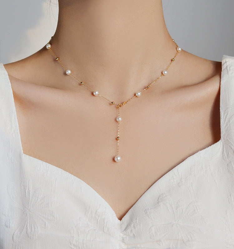 Gypsophila 6-7mm Freshwater Pearl Necklace Clavicle Chain