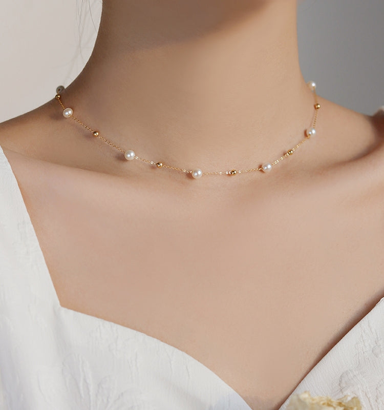 Gypsophila 6-7mm Freshwater Pearl Necklace Clavicle Chain