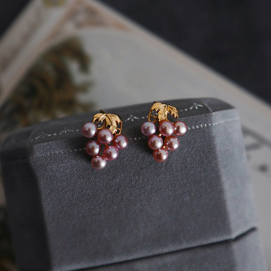 3-4mm Freshwater Pearl Grape Stud Earrings