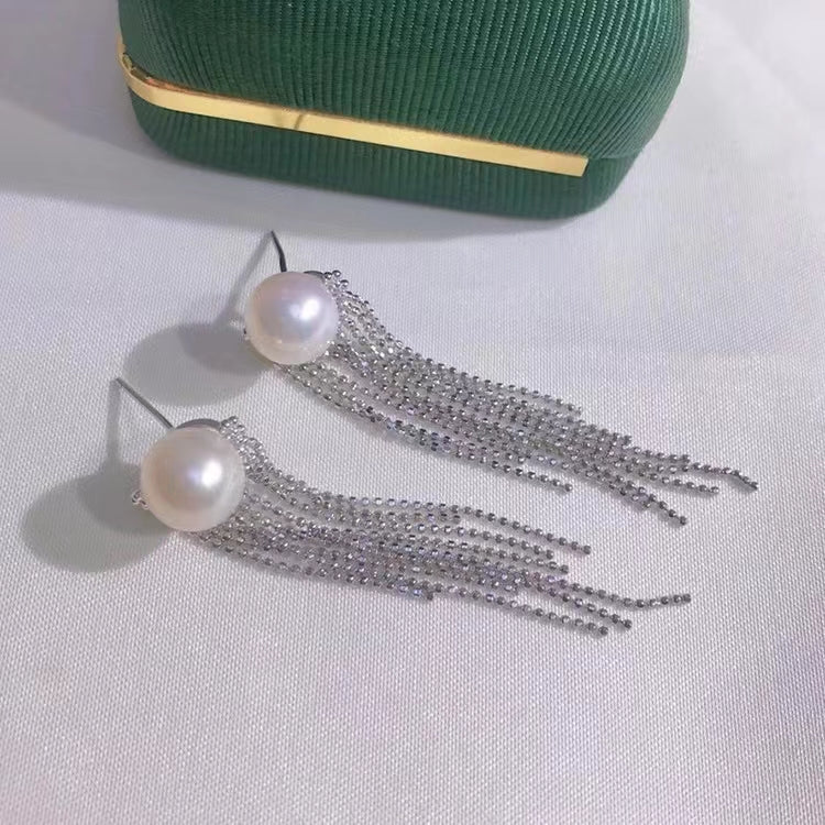 Tassel Style 9-10mm Freshwater Pearl Stud Earrings