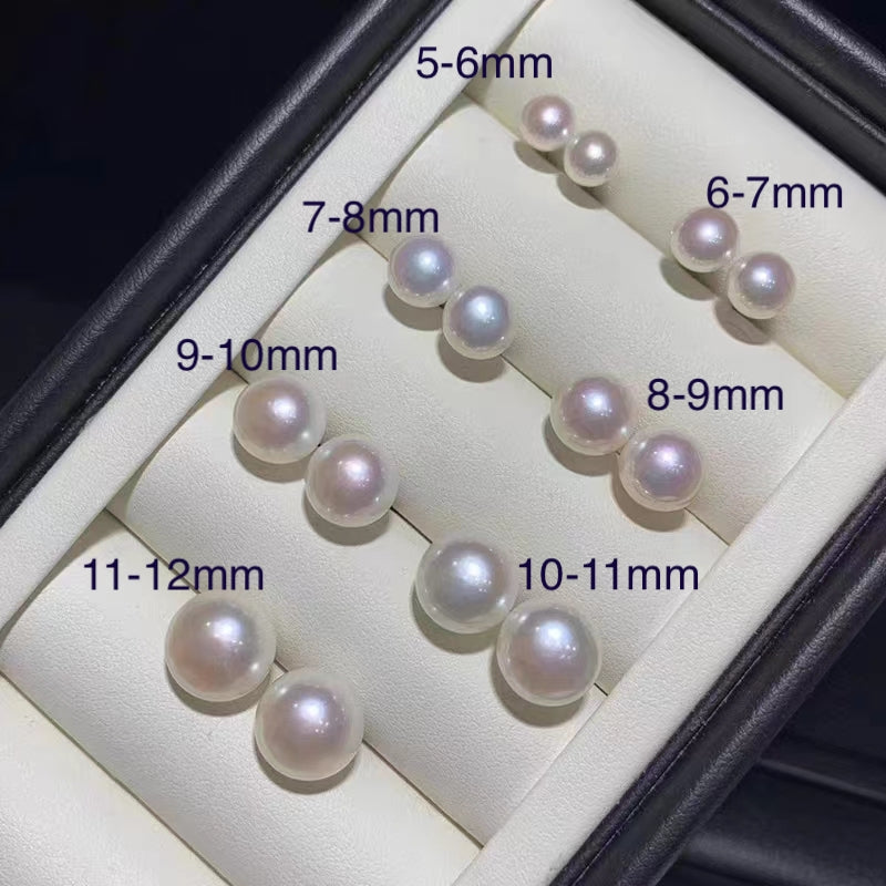 White Button Freshwater Pearl Stud Earrings