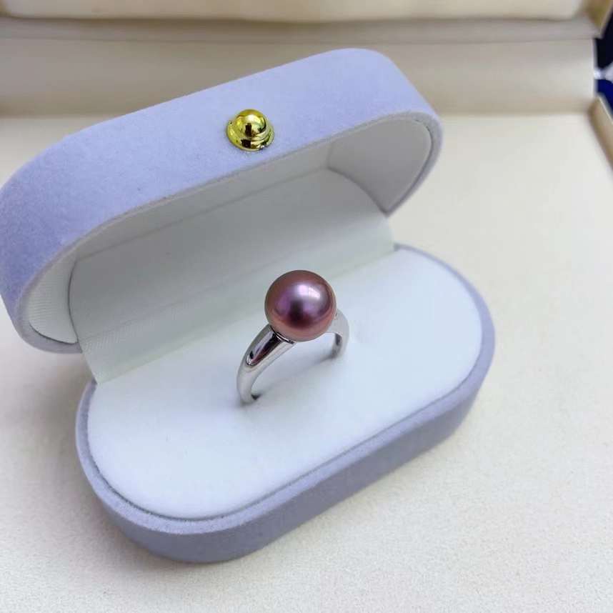 10-11mm Freshwater Edison Purple Pearl Ring & 925 Sterling Sliver