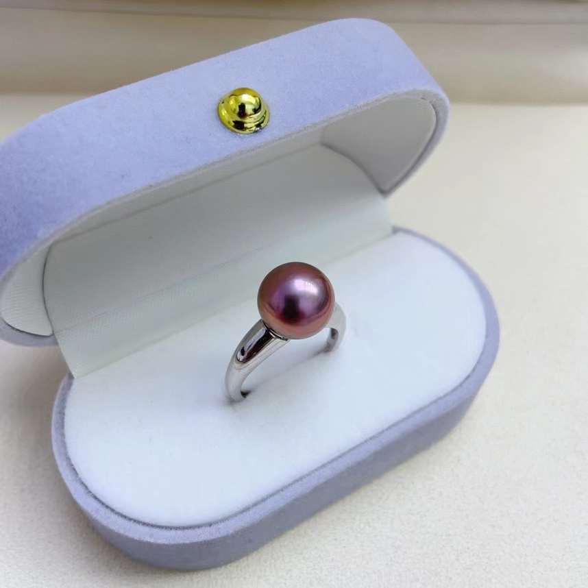 10-11mm Freshwater Edison Purple Pearl Ring & 925 Sterling Sliver