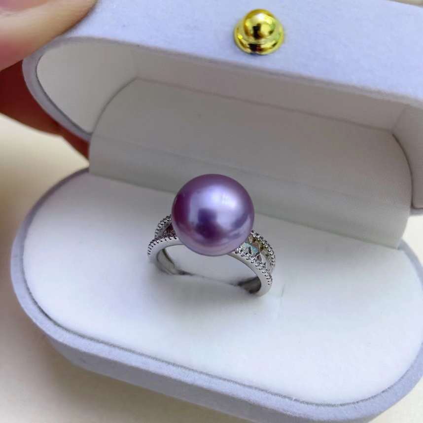 11-12mm Freshwater Edison Purple Pearl Ring & 925 Sterling Sliver