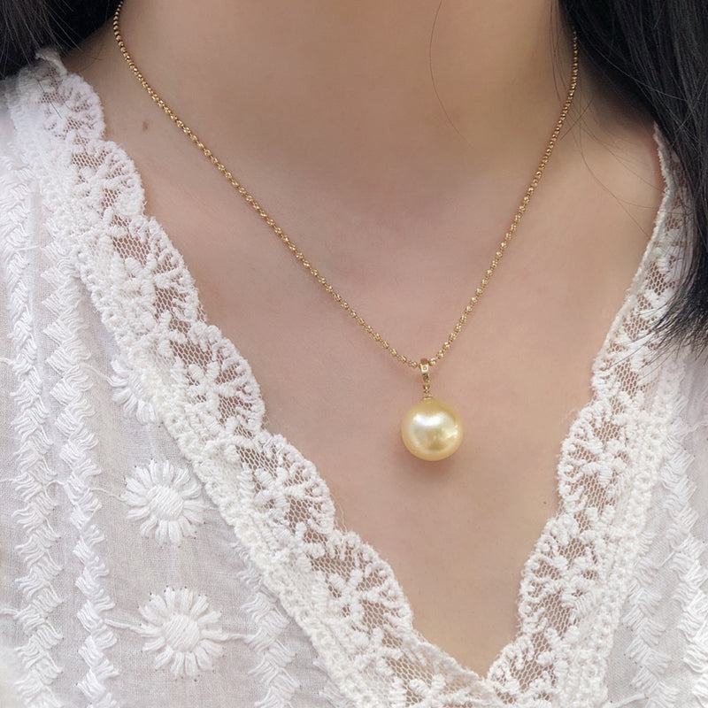 12-13mm South Sea Gold Pearl Pendant & 18k Solid Gold