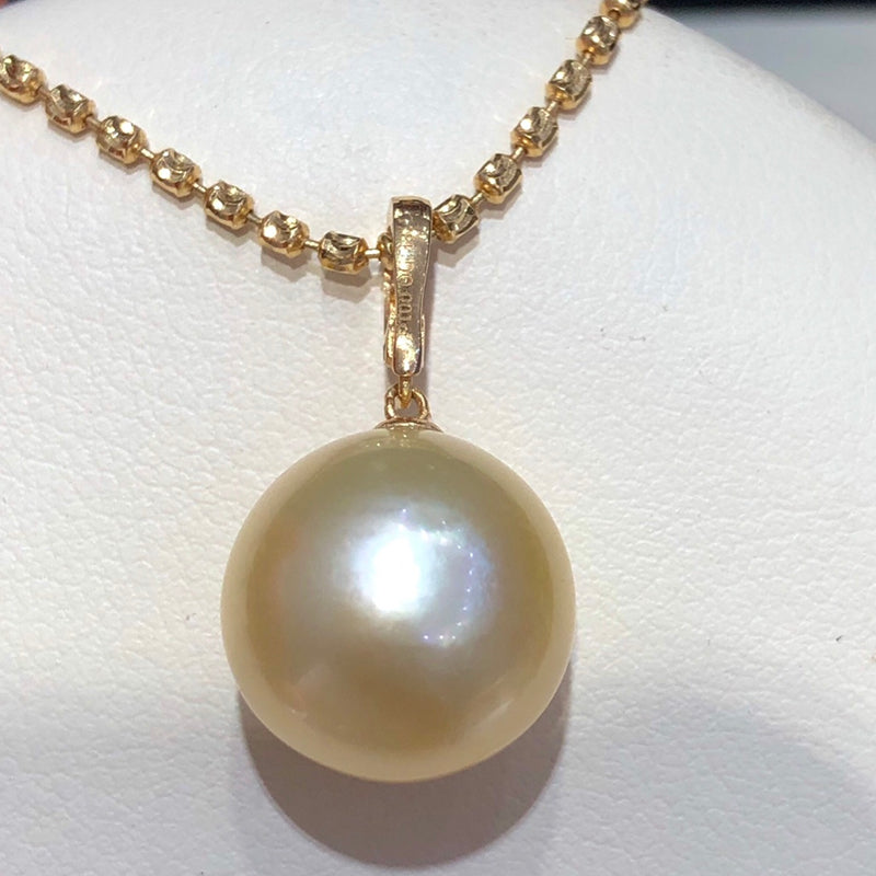 12-13mm South Sea Gold Pearl Pendant & 18k Solid Gold