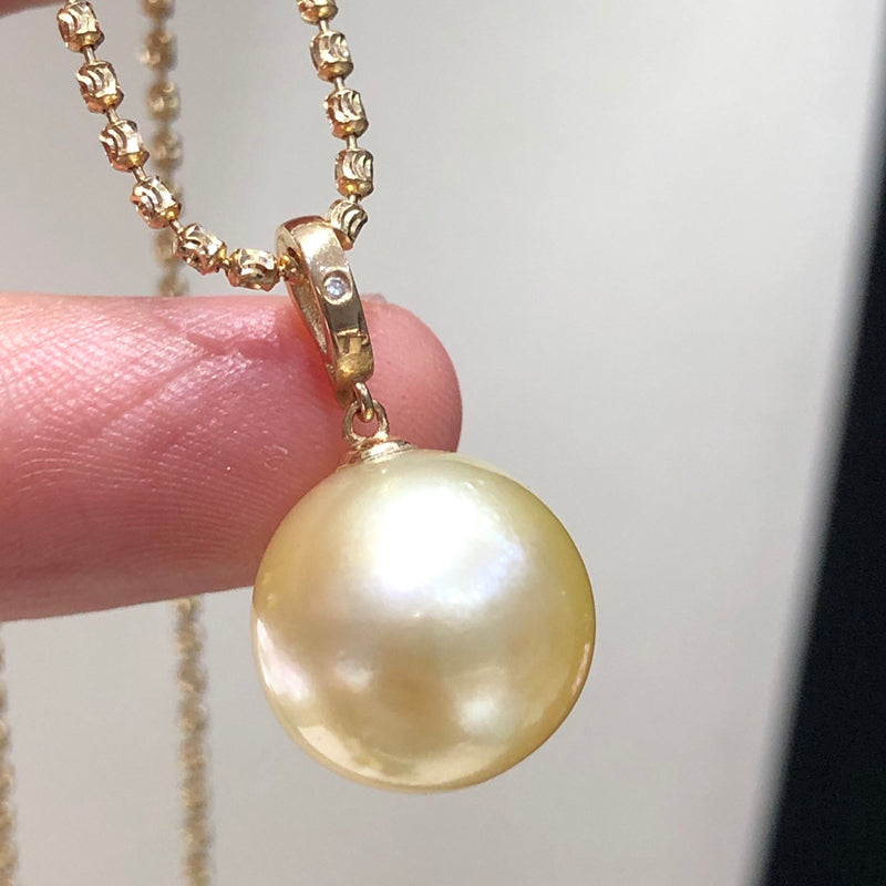 12-13mm South Sea Gold Pearl Pendant & 18k Solid Gold