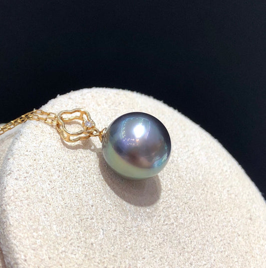 12-13mm Tahitian Seawater Pearl Pendant & 18k Solid Gold