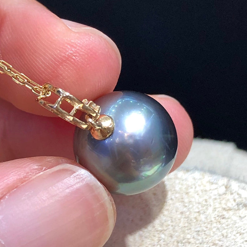 12-13mm Tahitian Seawater Pearl Pendant & 18k Solid Gold