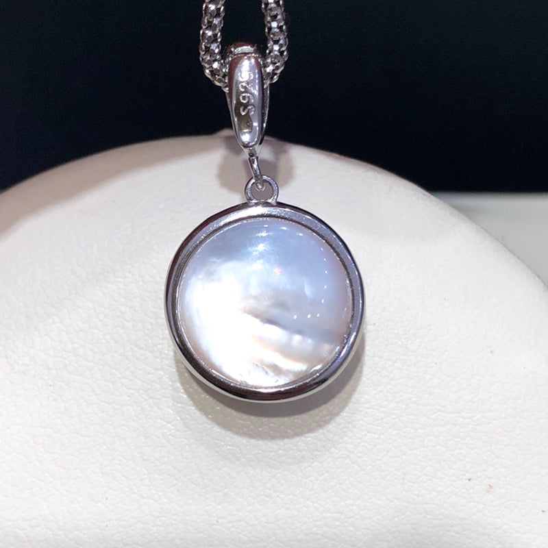 13~14mm Japanese Seawater Mabe Pearl Pendant & 925 Sterling Silver