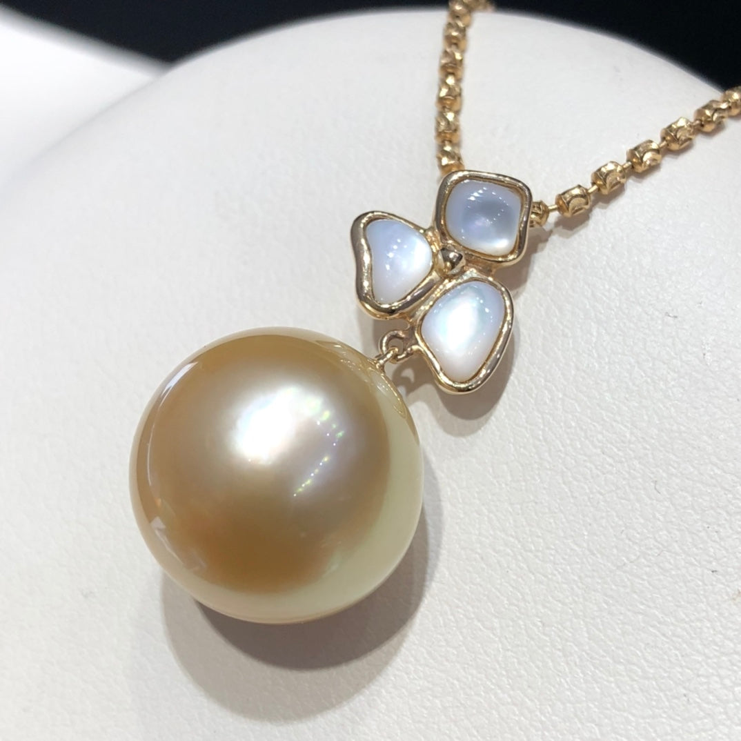 15mm South Sea Golden Pearl Pendant & 14k Solid Gold