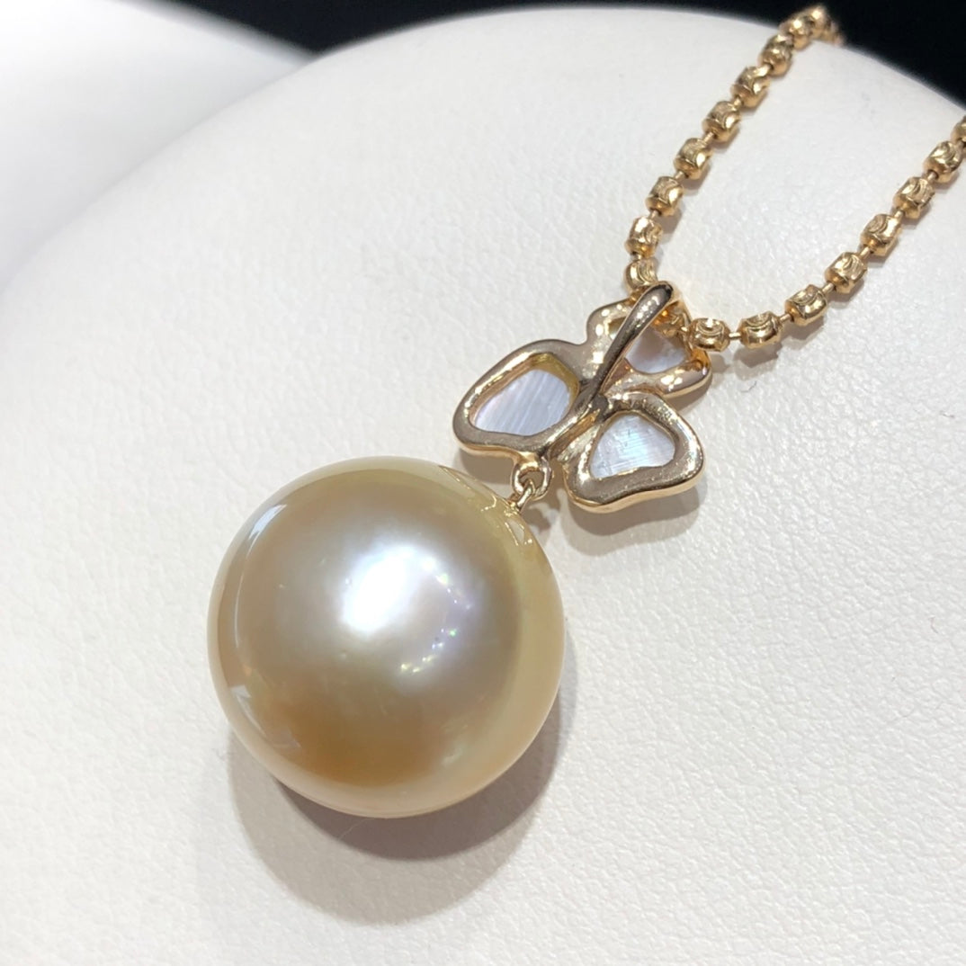 15mm South Sea Golden Pearl Pendant & 14k Solid Gold