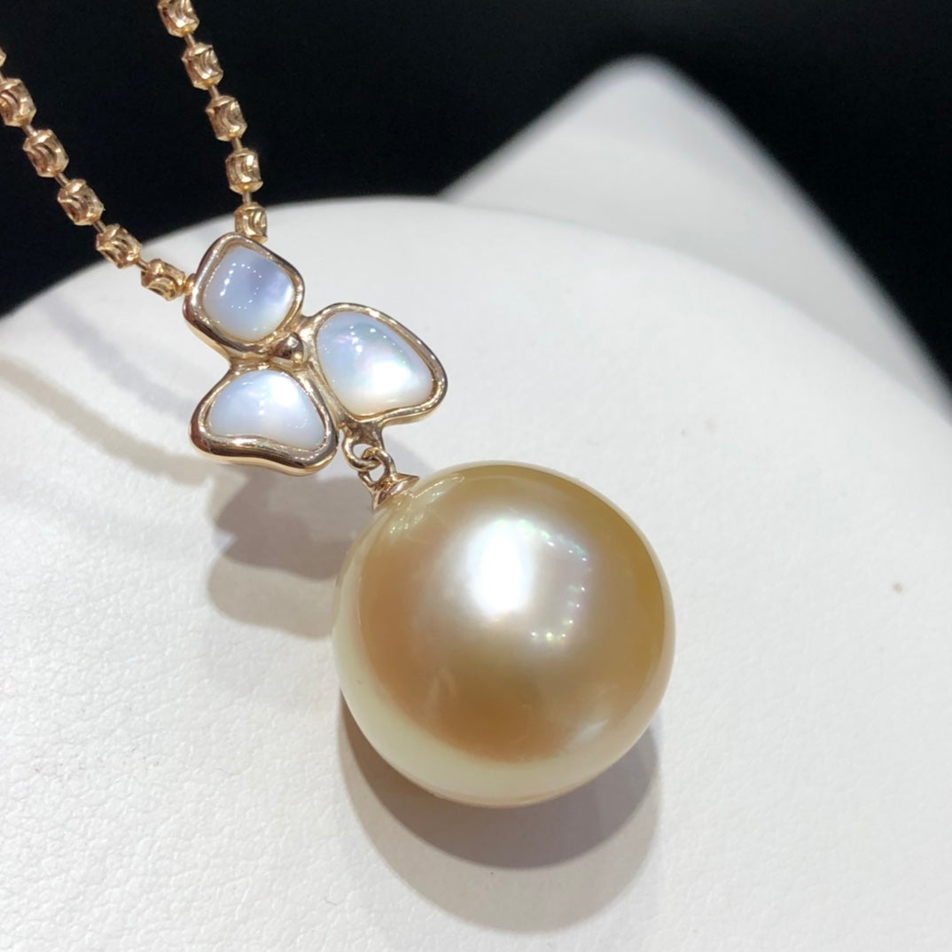 15mm South Sea Golden Pearl Pendant & 14k Solid Gold