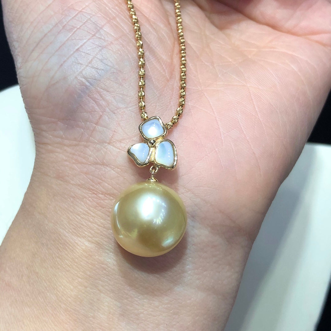 15mm South Sea Golden Pearl Pendant & 14k Solid Gold