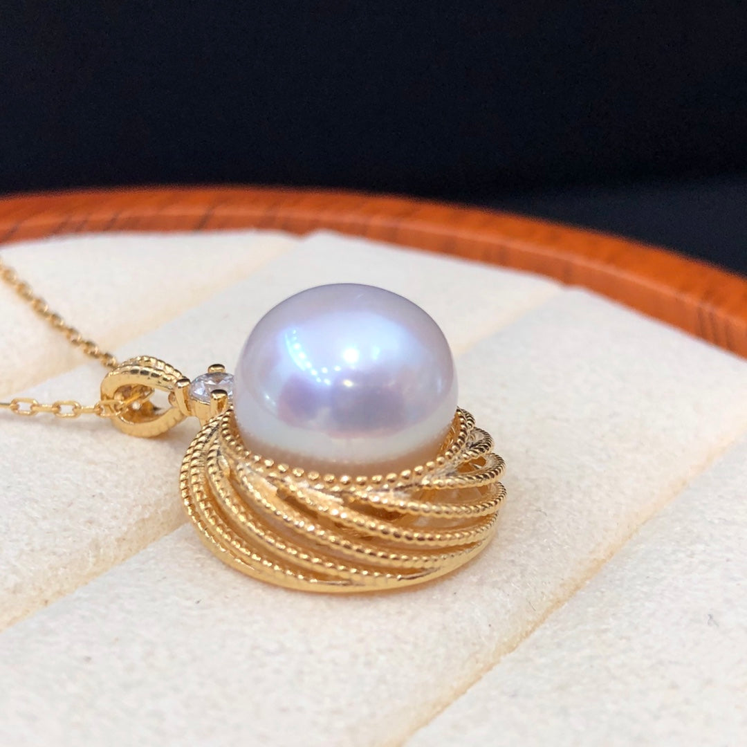 11-12mm Edison White Pearl Pendant & 925 Sterling Silver