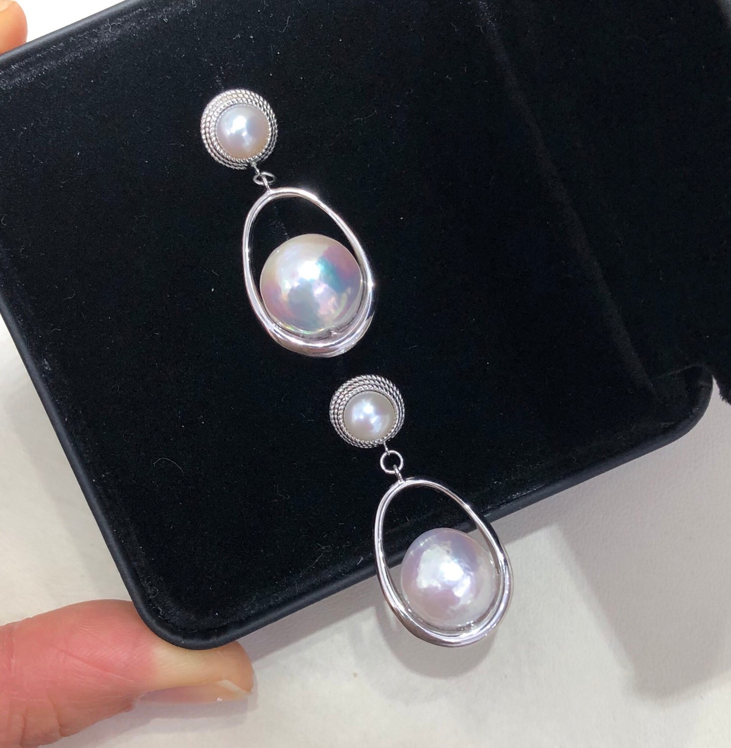 Vintage 925 Sterling Silver Baroque Pearl Earrings