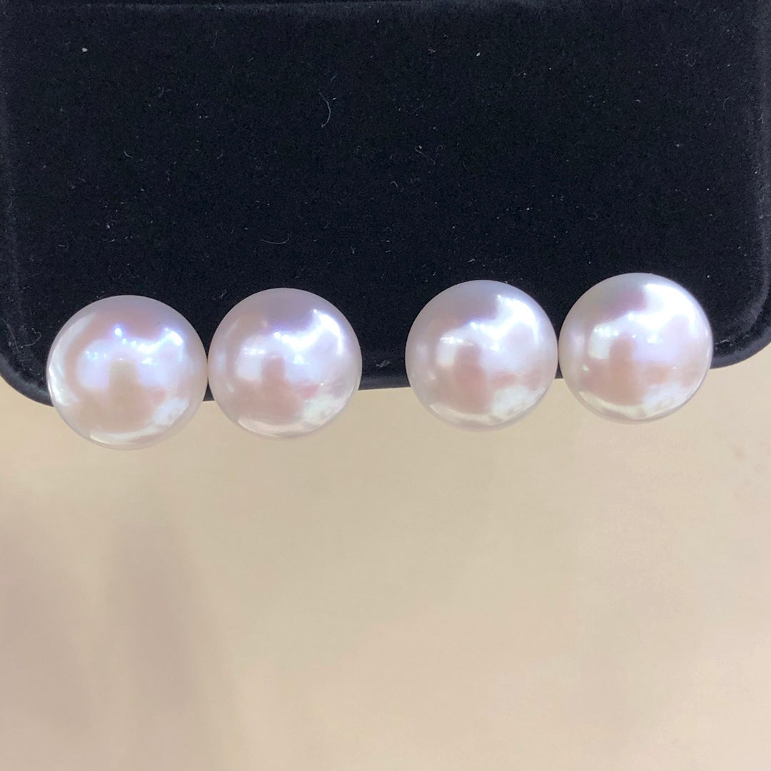 13mm Freshwater White Pearl Earrings & 925 Sterling Sliver