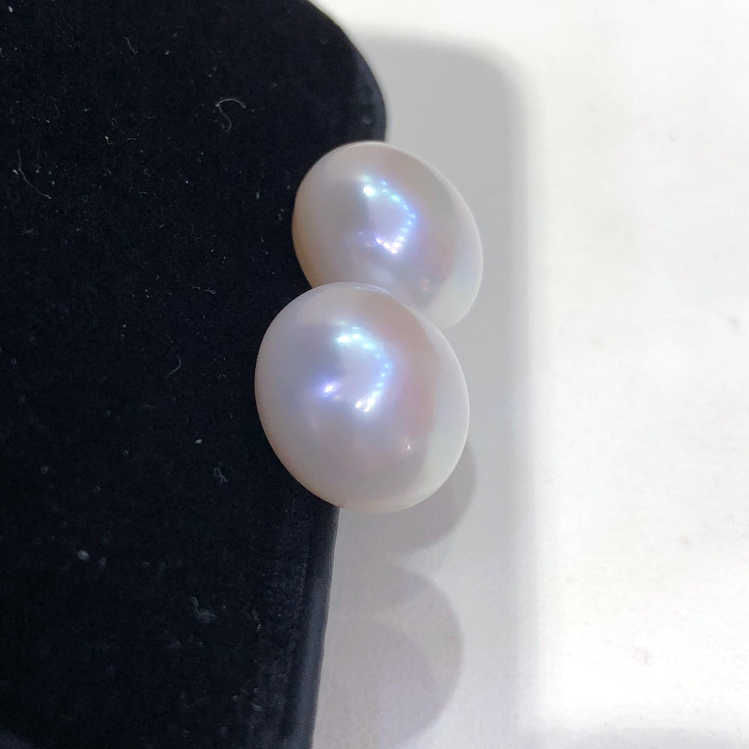 13mm Freshwater White Pearl Earrings & 925 Sterling Sliver