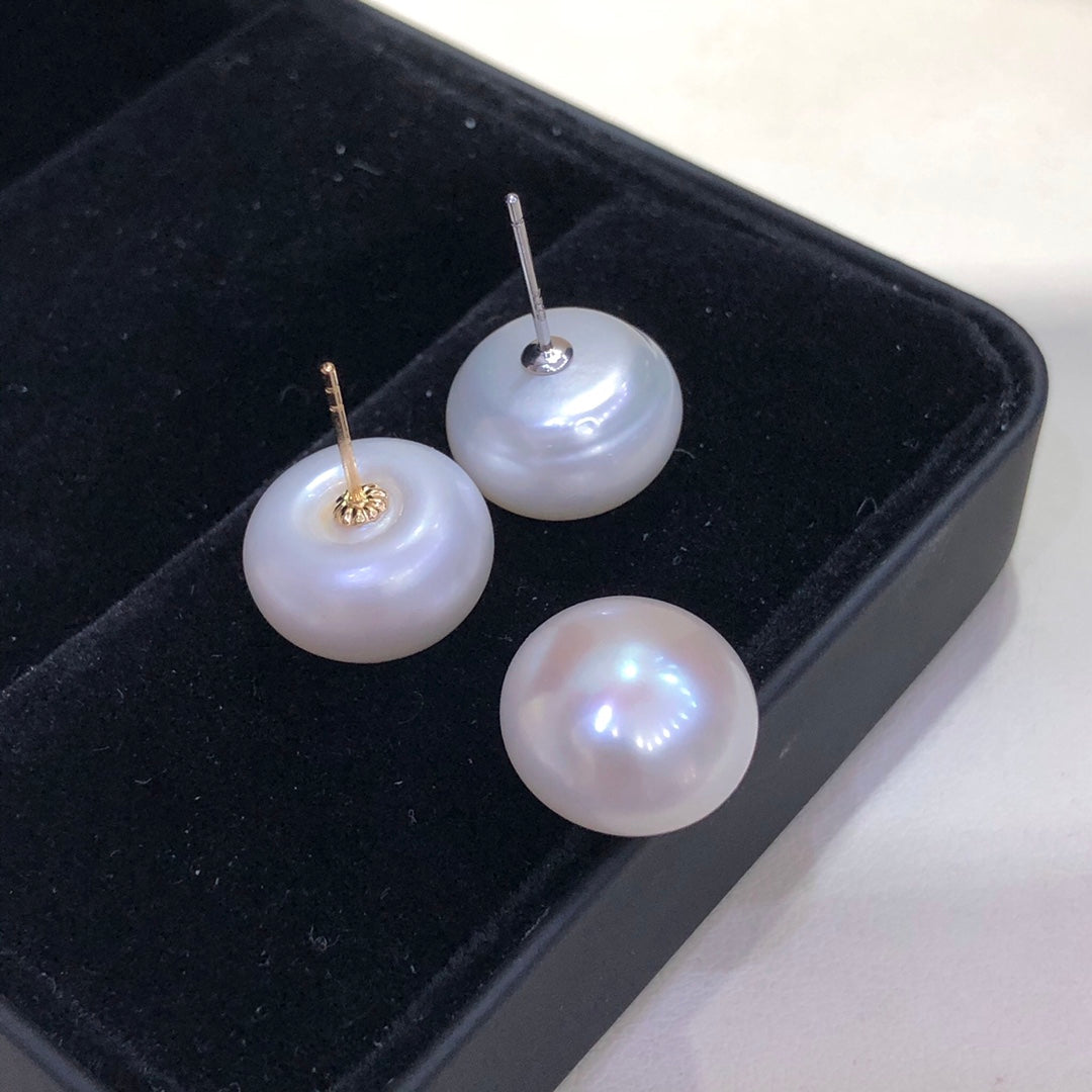 13mm Freshwater White Pearl Earrings & 925 Sterling Sliver