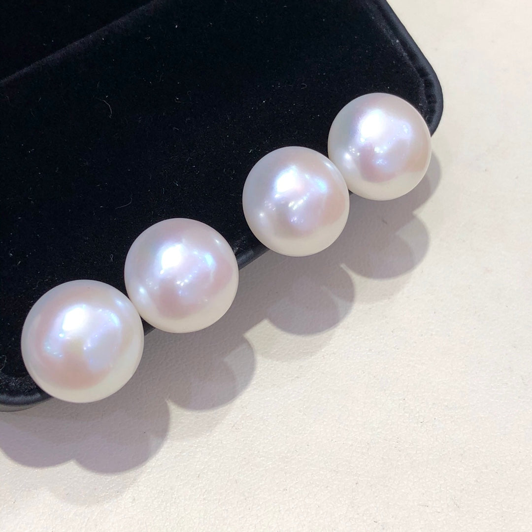 13mm Freshwater White Pearl Earrings & 925 Sterling Sliver