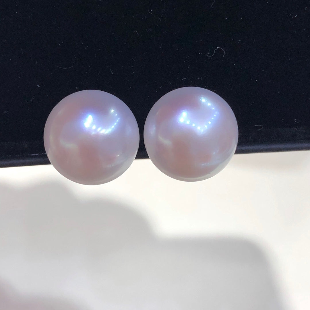 13mm Freshwater White Pearl Earrings & 925 Sterling Sliver