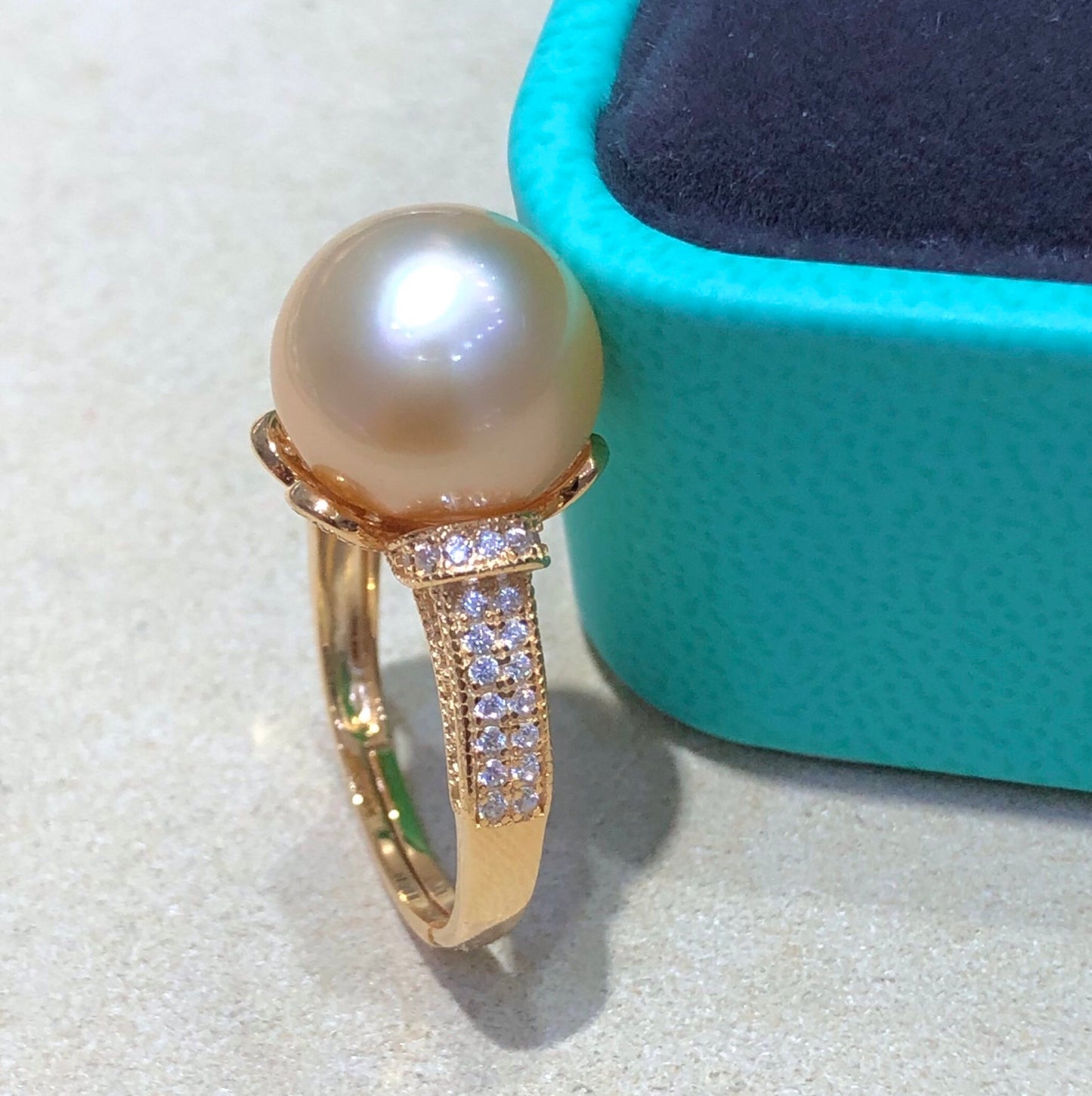 11.6mm South Sea Golden Pearl Ring & 925 Sterling Sliver