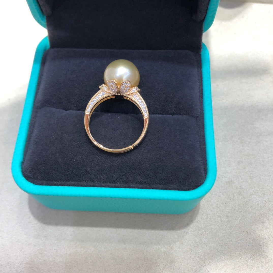 11.6mm South Sea Golden Pearl Ring & 925 Sterling Sliver