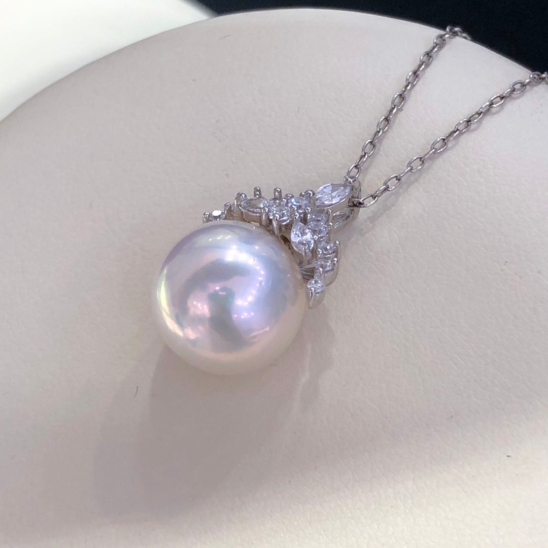 11.6mm Ice Queen Edison White Pearl Pendant & 925 Sterling Silver