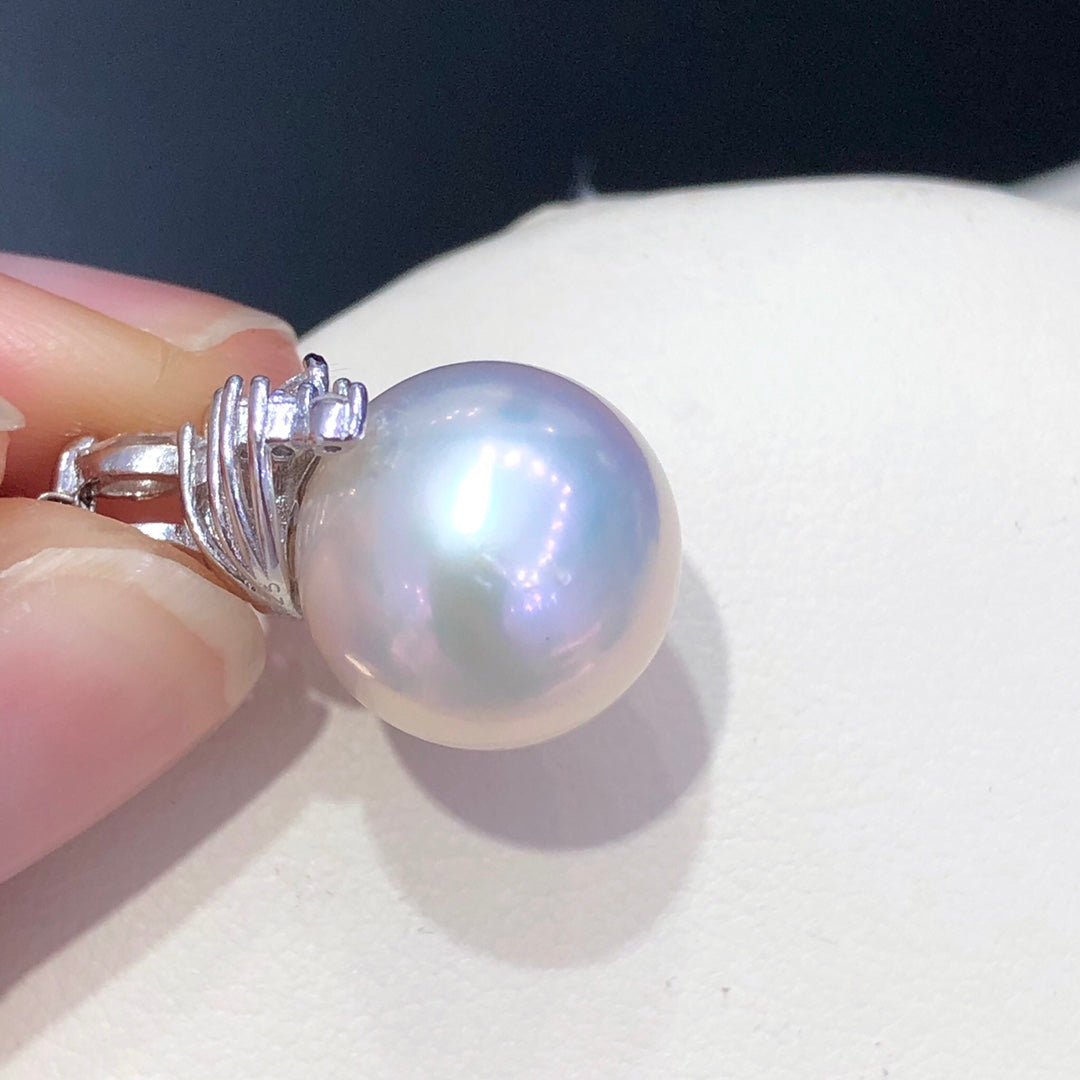 11.6mm Ice Queen Edison White Pearl Pendant & 925 Sterling Silver