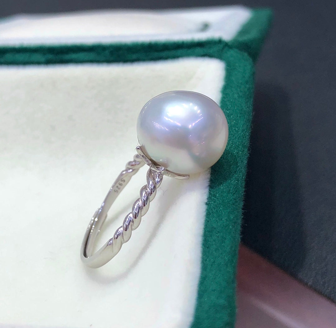 10-12mm Australia White Sea Pearl Ring & 925 Sterling Sliver