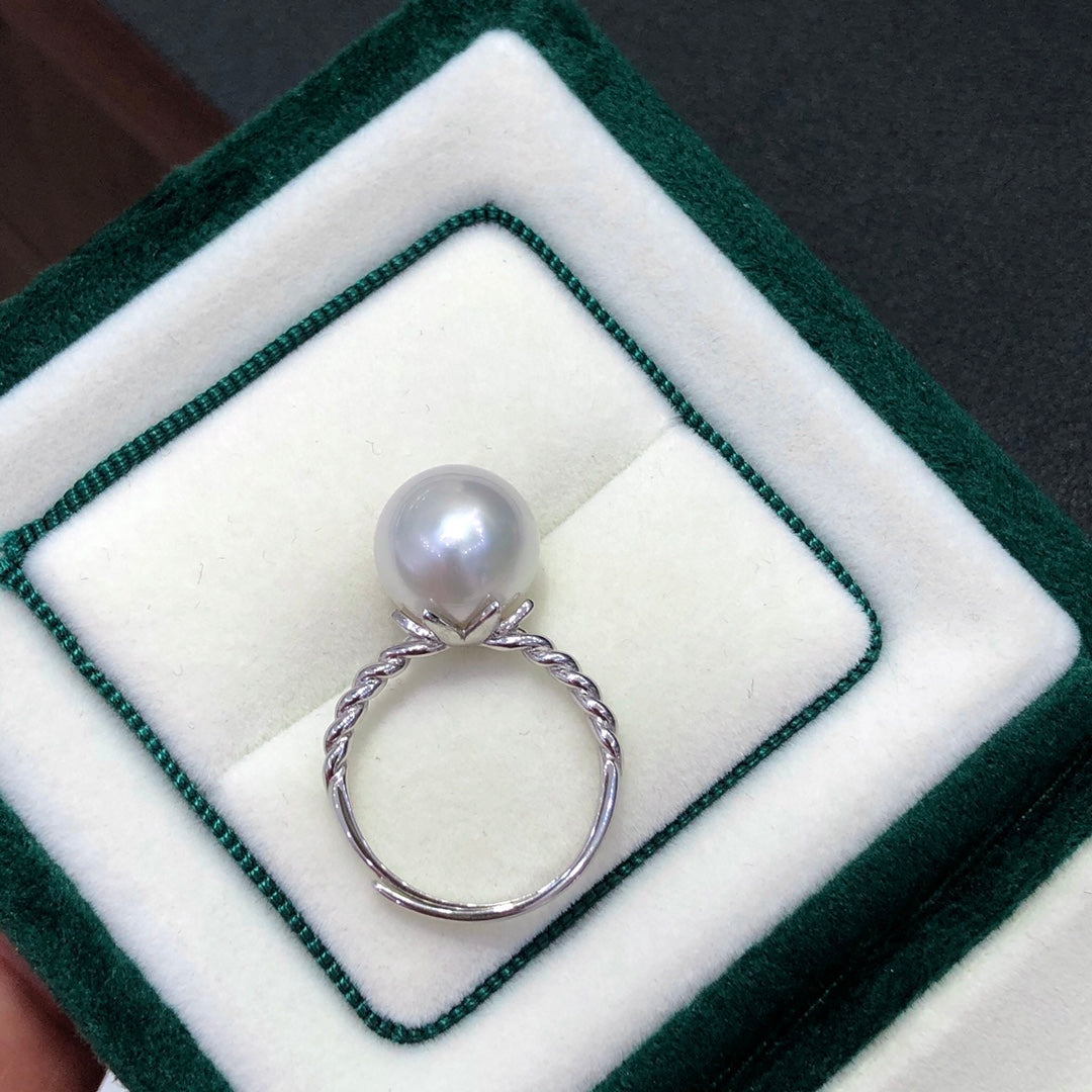 10-12mm Australia White Sea Pearl Ring & 925 Sterling Sliver