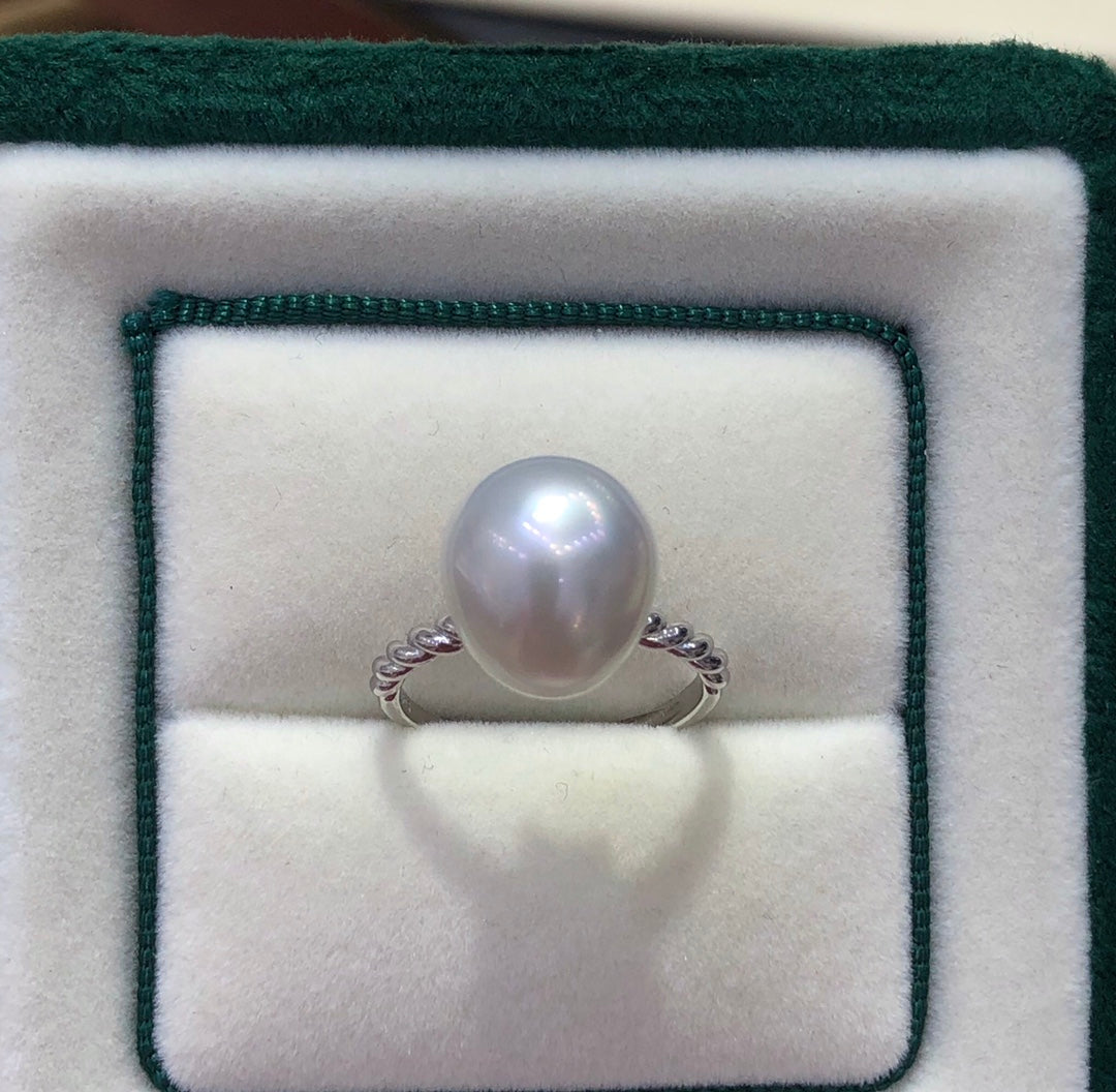 10-12mm Australia White Sea Pearl Ring & 925 Sterling Sliver