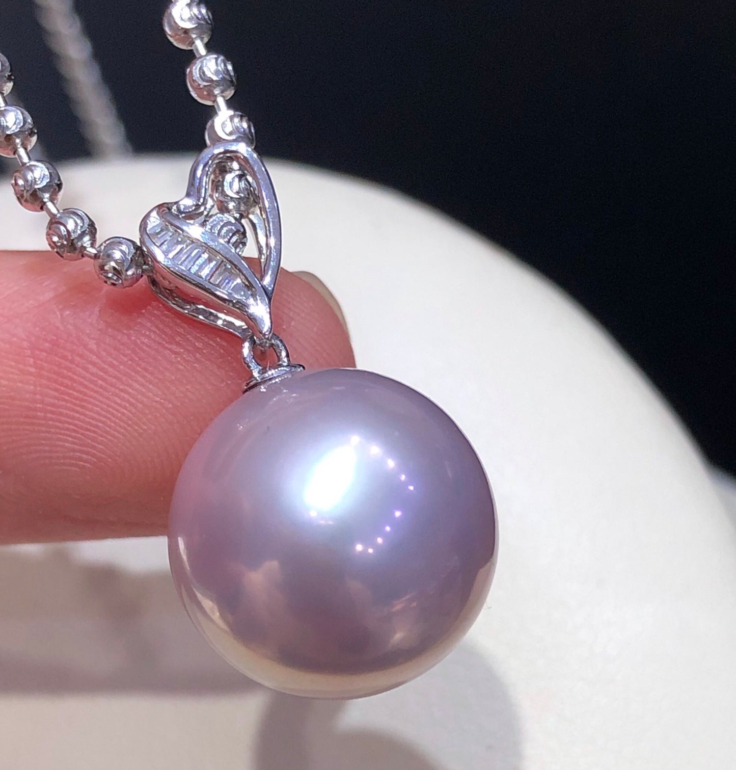 13.1mm Edison Purple Pearl Pendant &18k Gold & Diamond