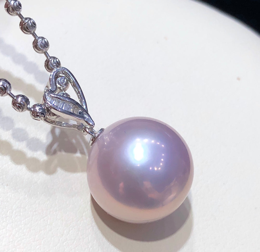 13.1mm Edison Purple Pearl Pendant &18k Gold & Diamond