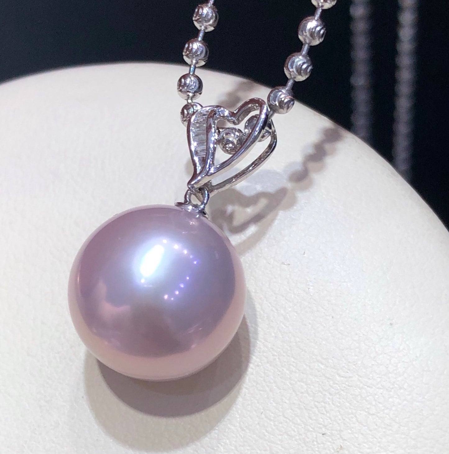 13.1mm Edison Purple Pearl Pendant &18k Gold & Diamond