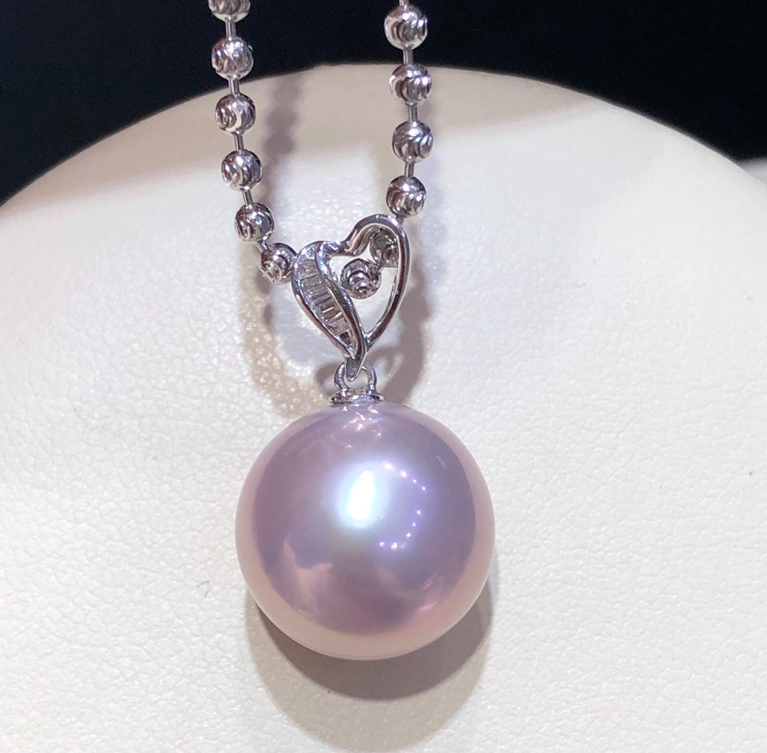 13.1mm Edison Purple Pearl Pendant &18k Gold & Diamond