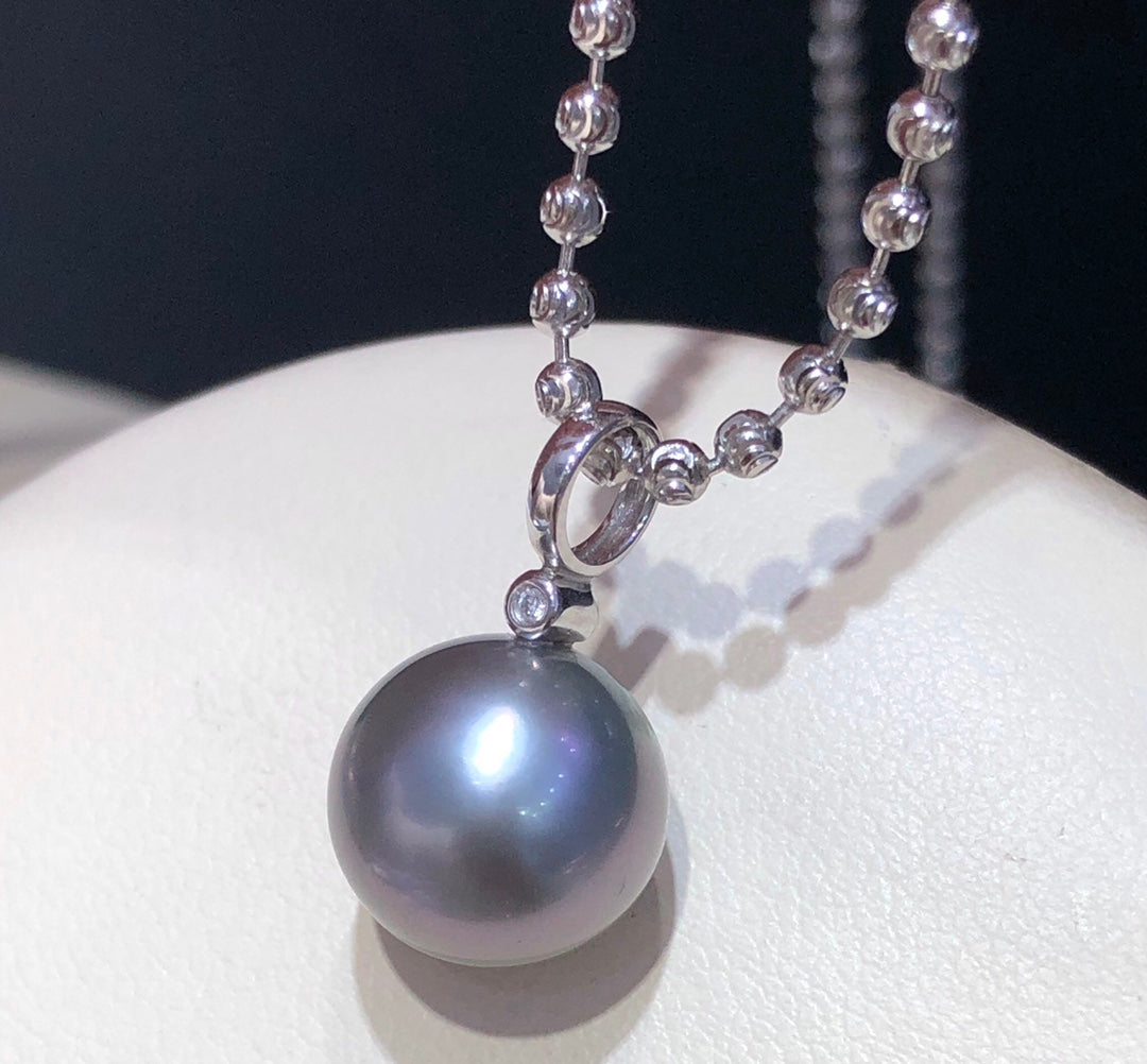 10-11mm Tahitian Seawater Gray Pearl Pendant & 18k Solid Gold