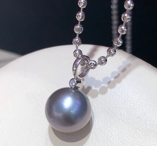 10-11mm Tahitian Seawater Gray Pearl Pendant & 18k Solid Gold