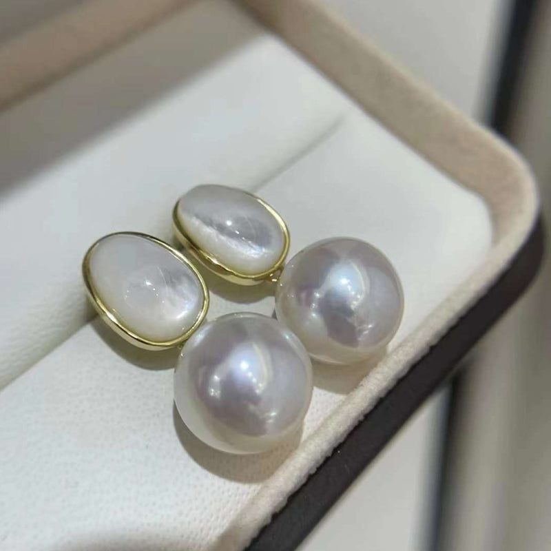 12-13mm AAAA grade freshwater Edson white Pearl earrings