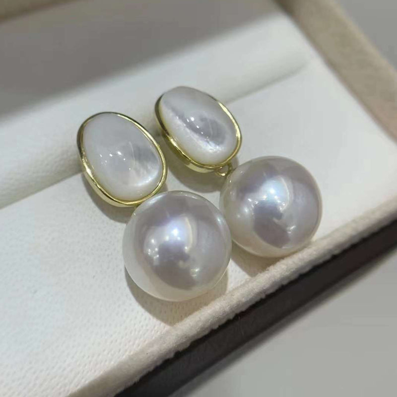 12-13mm AAAA grade freshwater Edson white Pearl earrings