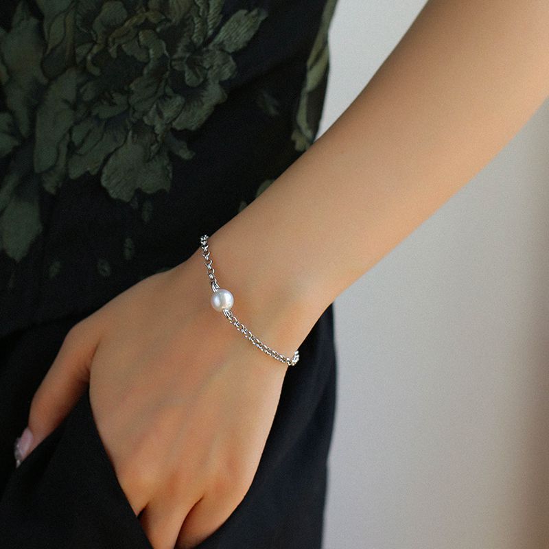 8-8.5mm Seawater Akoya Pearl Bracelet With 925 Sterling Silver Chain